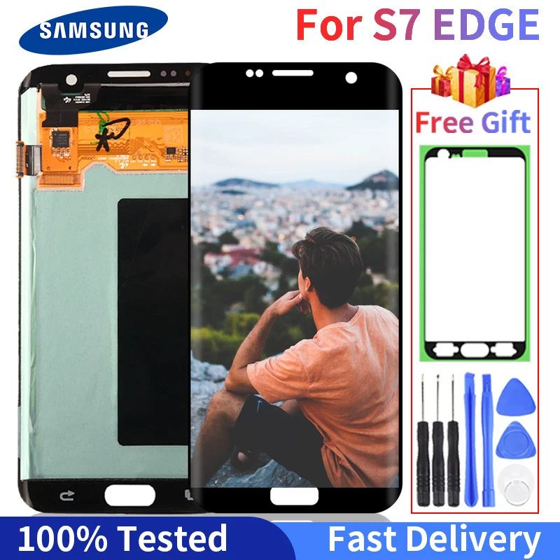 100% Оригинальный ЖК-экран для Samsung Galaxy S7 края ЖК-дисплей G935F SM-G935FD сенсорный экран