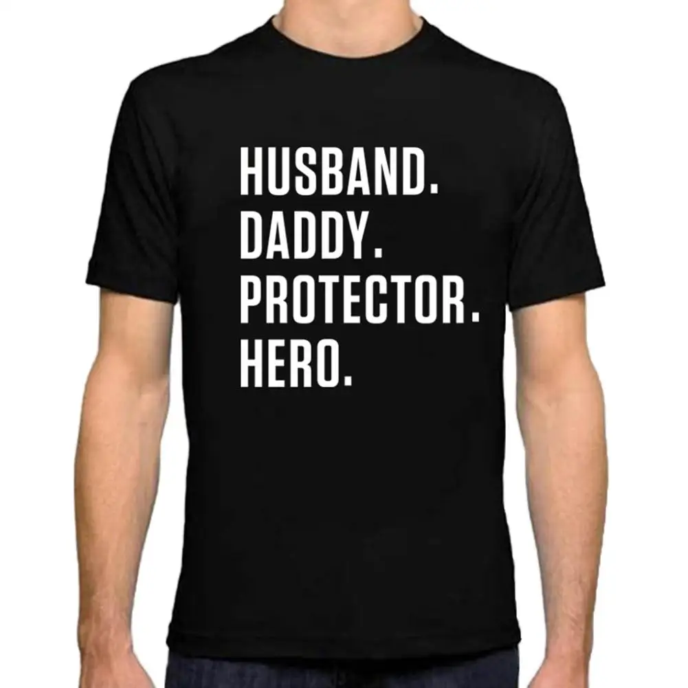 Мужская футболка с короткими рукавами и круглым вырезом принтом Папа-герой