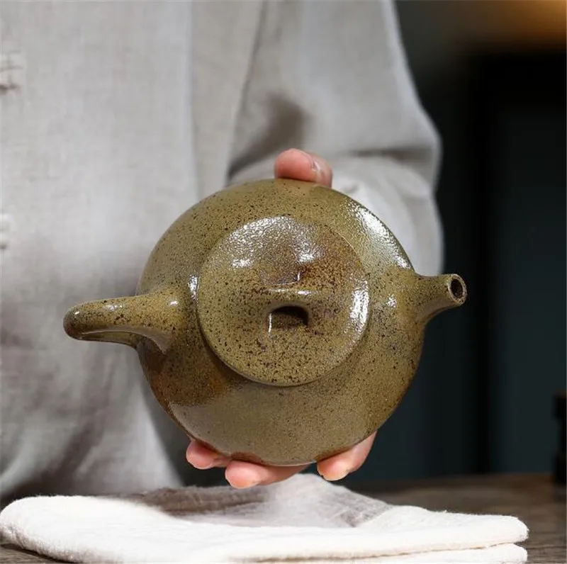 Chinese Yixing tea pot purple clay Stone scoop teapots Retro Firewood kiln change Handmade kettle customized Authentic 240ml