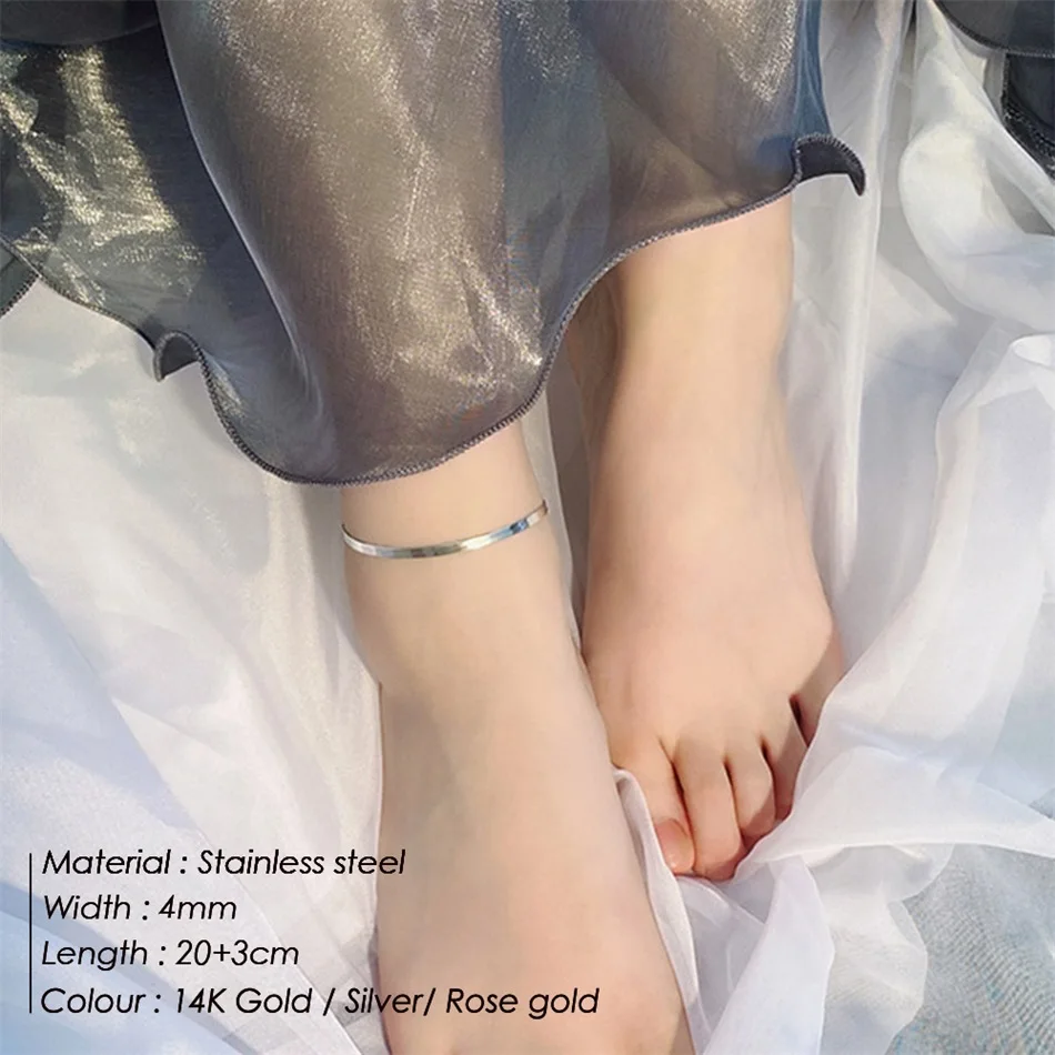 316L Stainless Steel Snake Chain Anklet For Women/Men Sexy Leg Foot Bracelet Accessorie Jewelry