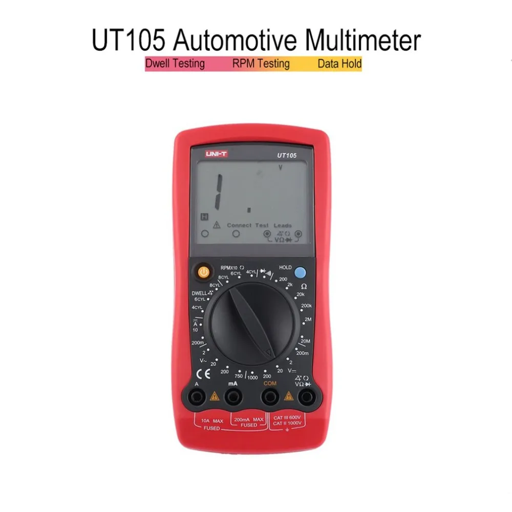 UNI-T UT105 автомобильный ручной мультиметр AC/DC Вольт Ом диод ток вольтметр тестер метров цифровой амперметр мультитестер