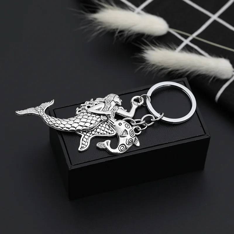 

Zhi jia Accessories Europe And America New Style Fashion Creative Mermaid Fish Oceans Series Alloy Key Ring