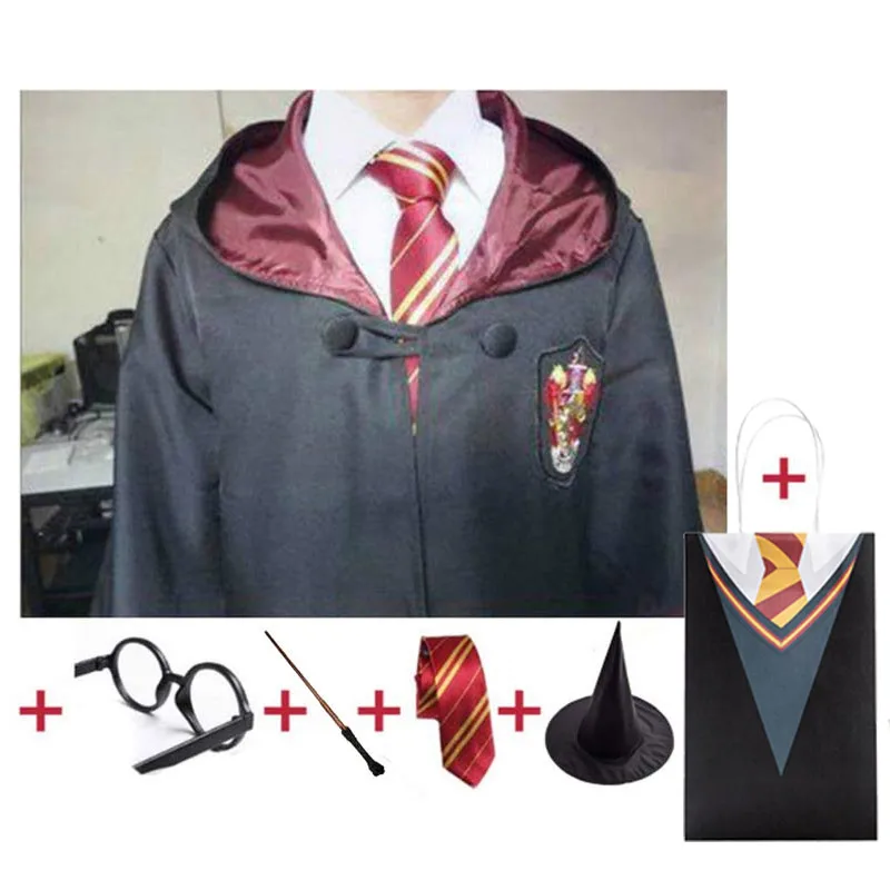 

Robe Cape Potter Cloak with Tie Scarf Gift Paper Bag Cosplay Costumes Suit Kids Brithday Gift Gryffindor/Hufflepuff/Slytherin