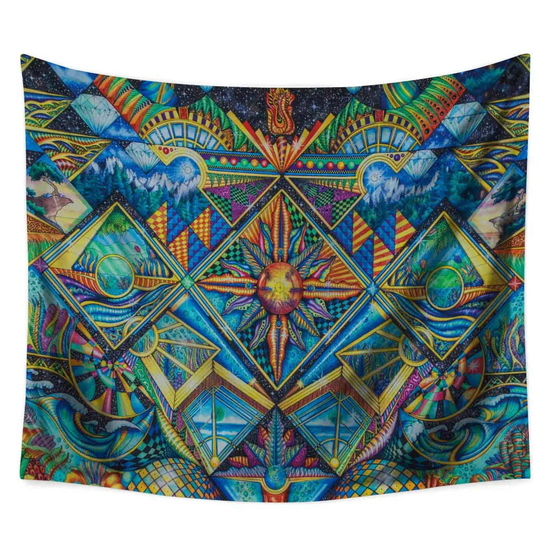 

Abstract Unusual Figure with Color and Form Details Hippie Arabesque Retro Pattern Wall Hanging