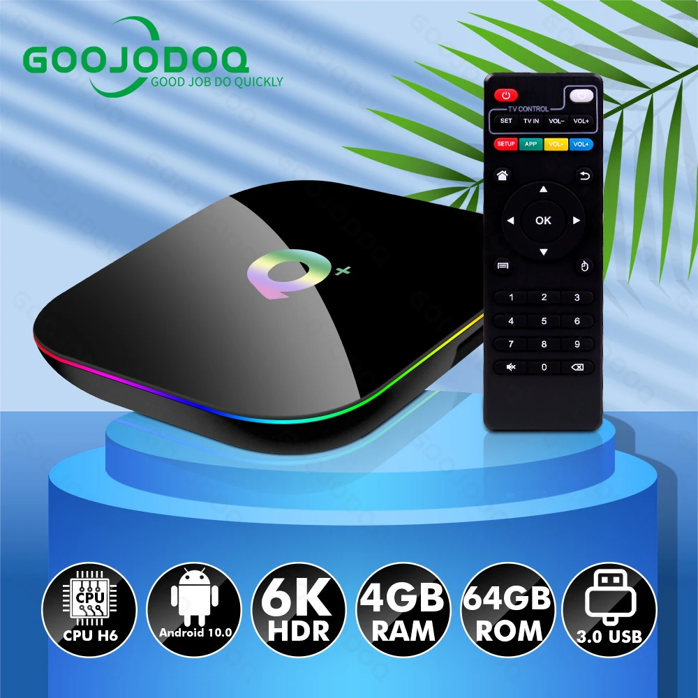 Goojodoq Q+ Smart Tv Box Android 10.0 Iptv Box Set 6k 3d Youtube Video