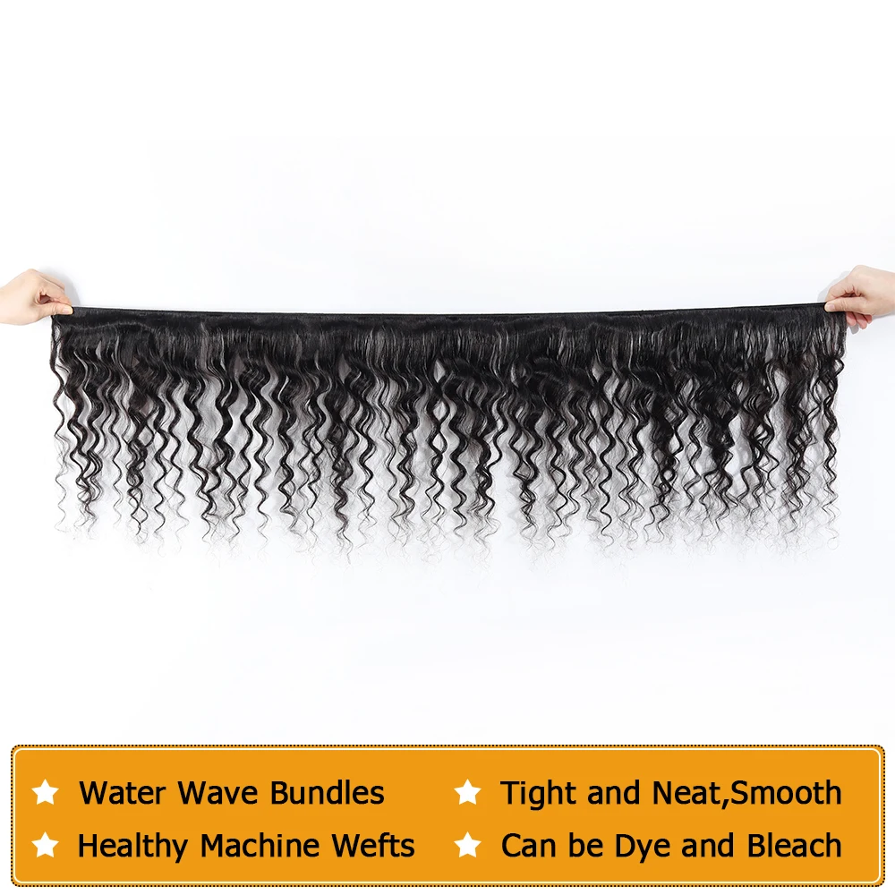 Water Wave 4 Bundles/Lot 100% Human Hair Bundles Malaysian Curly Hair Bundles Natural Color Remy Weave QT