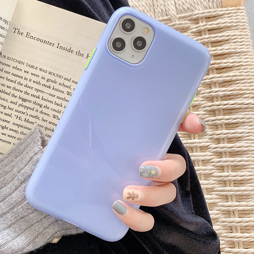 SUYACS Glitter Solid Color Phone Case For iPhone 11 Pro Max XR X XS 7 8 Plus Glossy Soft TPU Back Cover Random Buttons Gift | Мобильные