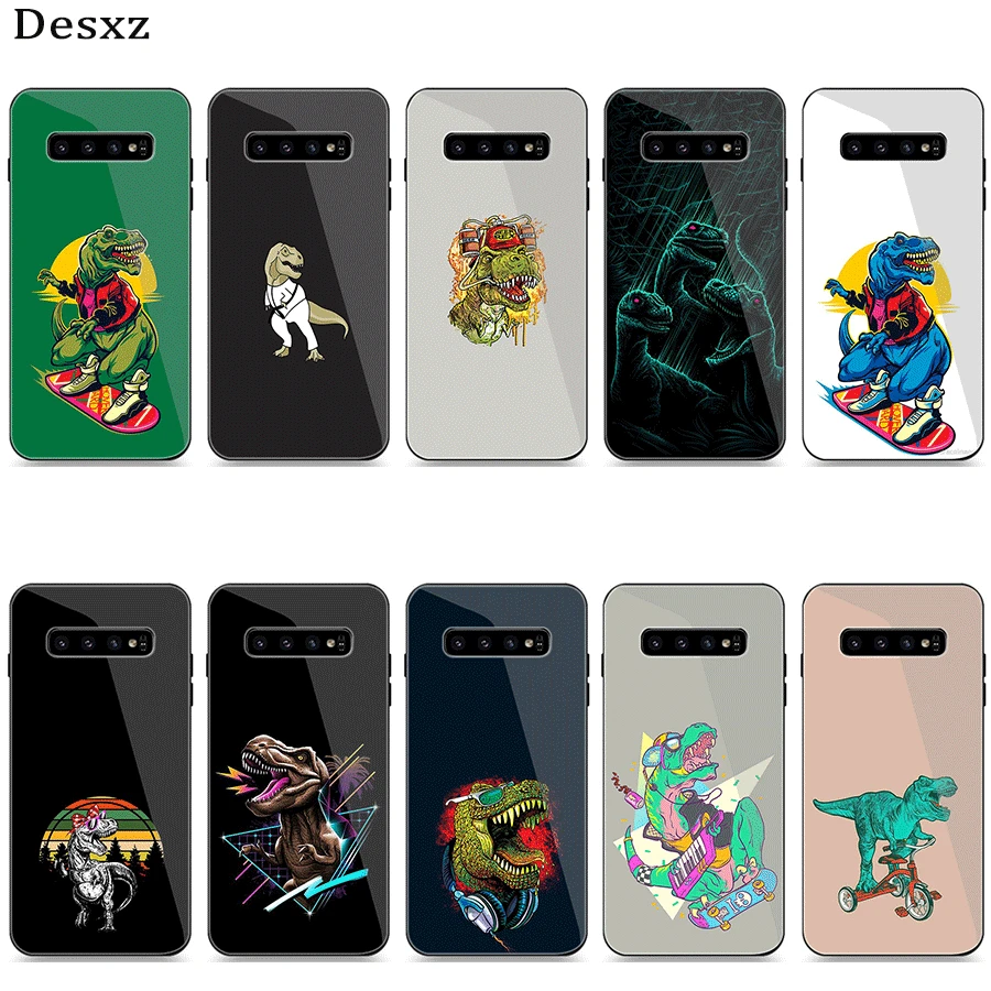 Phone Case Glass For Samsung A10 A20 A30 A40 A50 A60 A70 S7 Edge S8 S9 S10 Plus Cover Dinosaur | Мобильные телефоны и