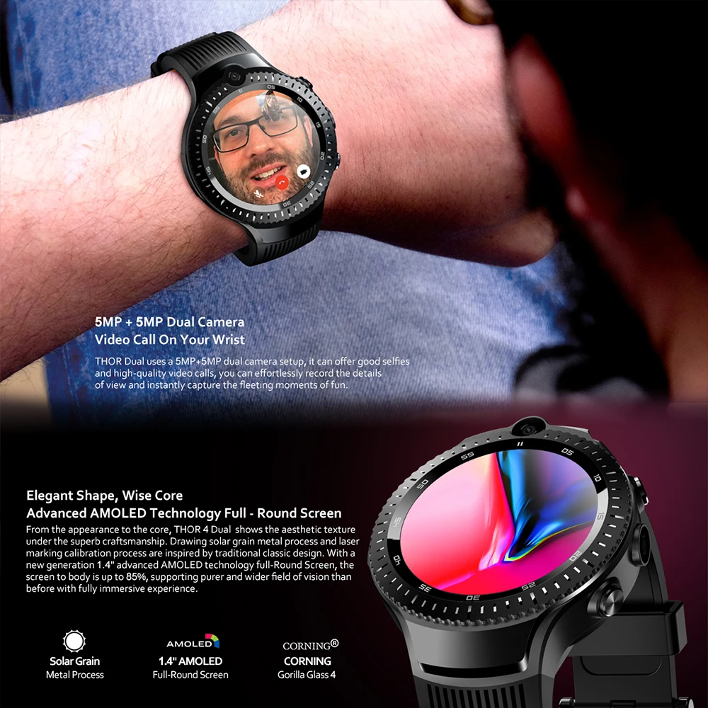  Neue Zeblaze THOR 4 Dual 4G SmartWatch 5.0MP + 5.0MP Dual Kamera Android Uhr 14 