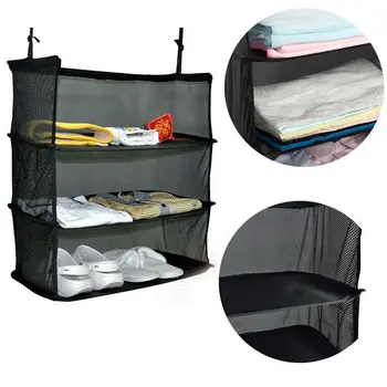 

3 Layers Storage Hanging Bag Portable Travel Luggage Shelves Shelf Foldable Hanging Hanging Bag Folding Sundries Mesh Net