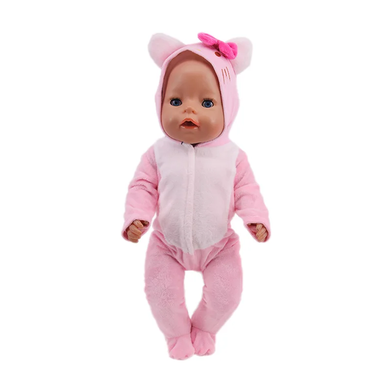 Doll Accessories Doll Clothes Plush Doll Accessories Doll Clothes Accessories Cute Kitty Embroidery Plush Suit For 18 Inch American Doll Girl Toy 43 cm Born Baby Clothes Accessories Our Generation Nenuco