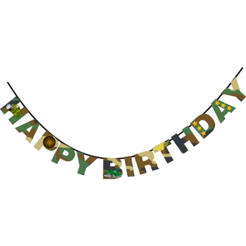 原创军事迷彩主题生日派对装饰拉旗飞机坦克男孩生日装饰场景布置-阿里巴巴