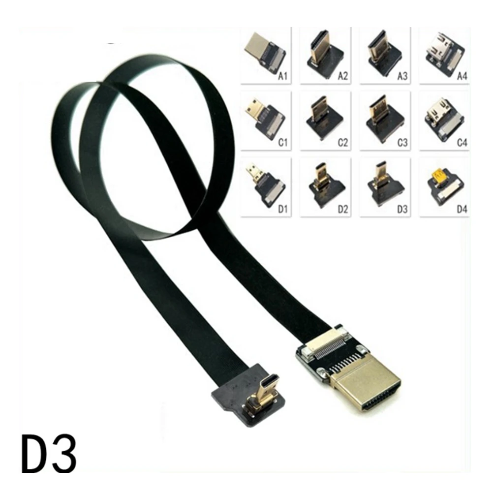 D3 FPV Micro HDMI Mini 90 градусов разъем FPC Гибкий плоский Ленточный Кабель FFC шаг 20pin для