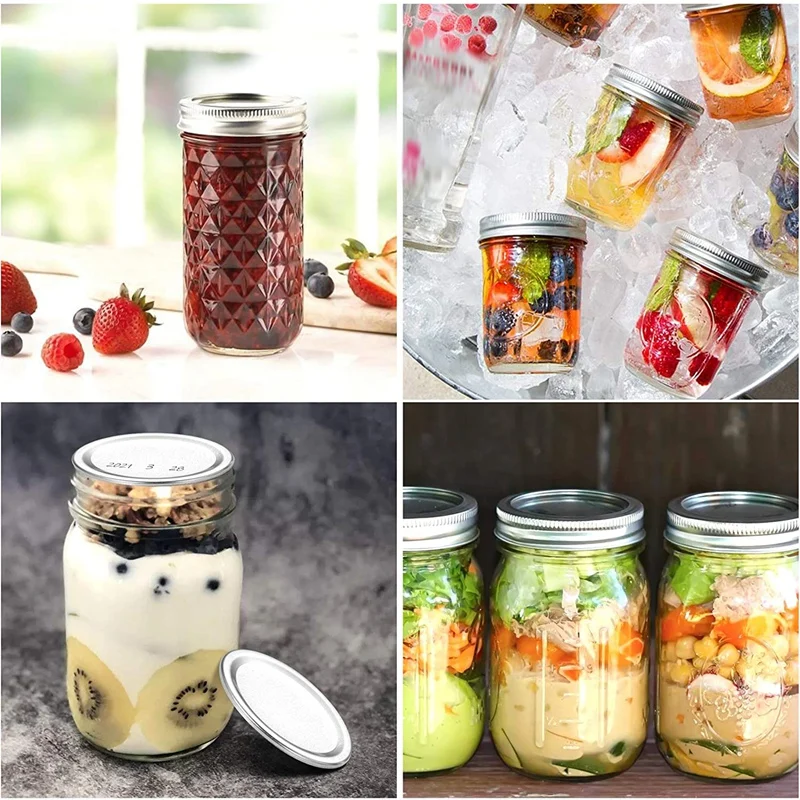 54Pcs Kerr Jar 스플릿 타입 금속 메이슨 병 뚜껑 통조림 식품용 등급 재료 일반 입 항아리 통조림 뚜껑에 적합프레쉬