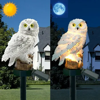 

New Owl Solar Light With Solar Panel IP65 Water Resistance for Garden Patio Yard Courtyard Path Garden Decoration White