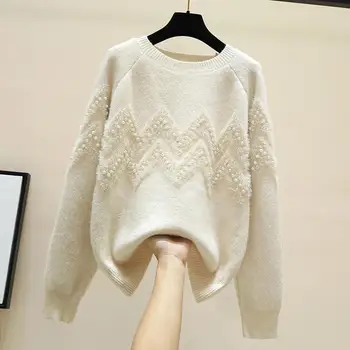 

2020 O-Neck Knitted Sweater Autumn Winter Fashion Basic Pullover Sweaters Ladies Sweet Loose Women Clothes Korean Fashion N02