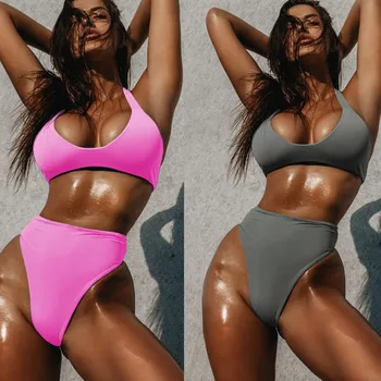 

Hirigin Sexy High Waist Thong Bikini 2020 Women Swimwear Bandage Push Up Padded Women Bathing Suit Summer Swimsuit Beachwear