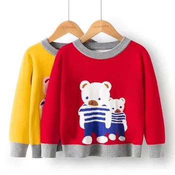 

Boys Sweaters O-Neck Baby Sweater Winter Cartoon Bear Children Soft Warm Clothes Kids Girls Clothing Autumn Winter Pullover Tops