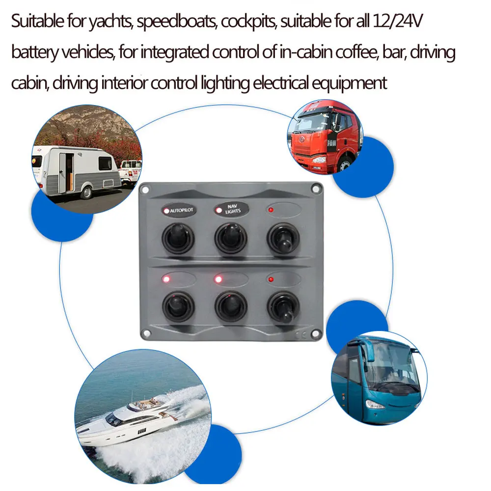 IZTOSS 12 V-24 V DC 6 Gang Авто цепи RV светодиодный переключатель кулисный переключатель Панель для лодки RV автомобильные аксессуары