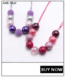 MHS. SUN модное мультяшное ожерелье с кулоном для маленьких девочек с бусинами и регулируемой веревочкой, детское массивное бисерное ожерелье для детей, массивное ювелирное изделие