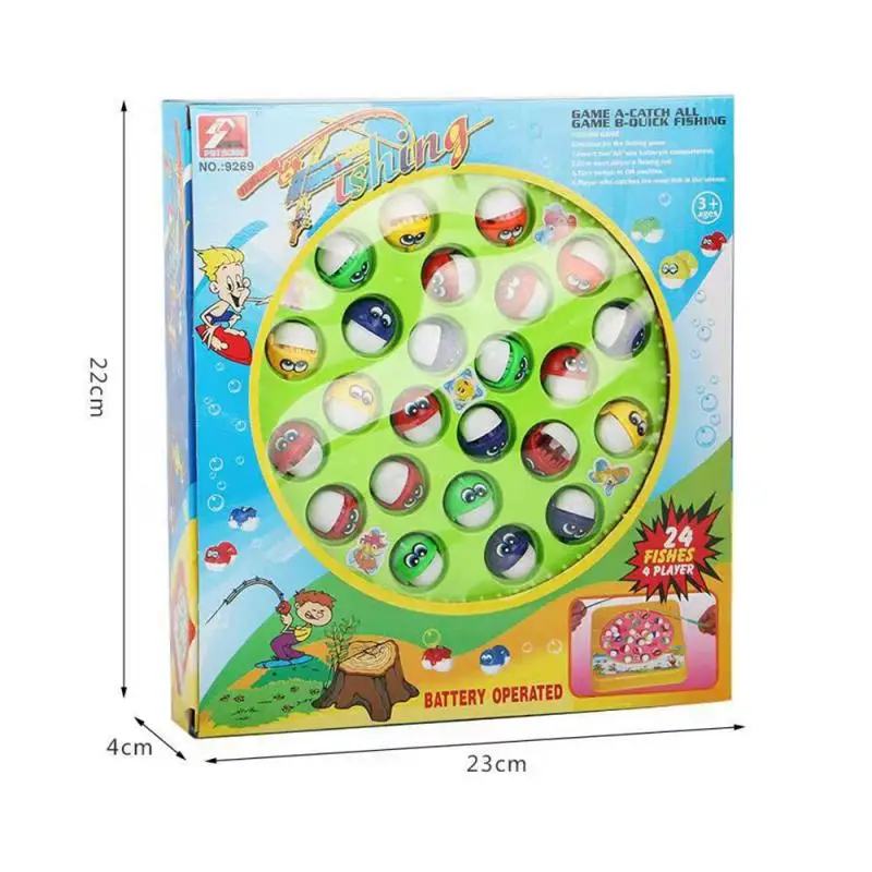 Kids Fishing Toys Electric Rotating Fishing Play Game Musical Fish Plate Set Magnetic Outdoor Sports Toys Children Birthday Gift
