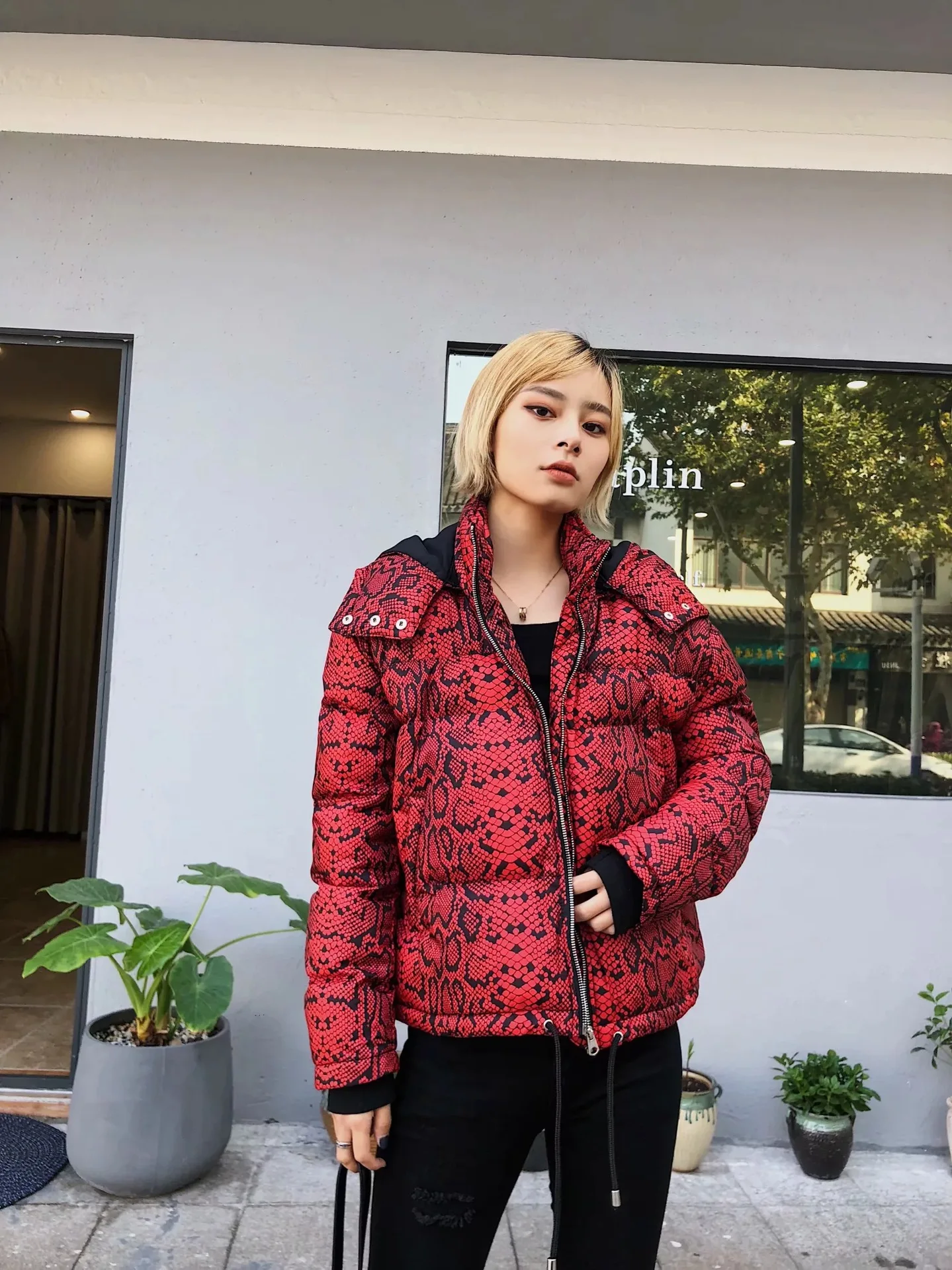 

AliExpress Ebay2018 Autumn And Winter New Style Europe And America WOMEN'S Dress Animal Pattern Printed Cotton Coat Jacket
