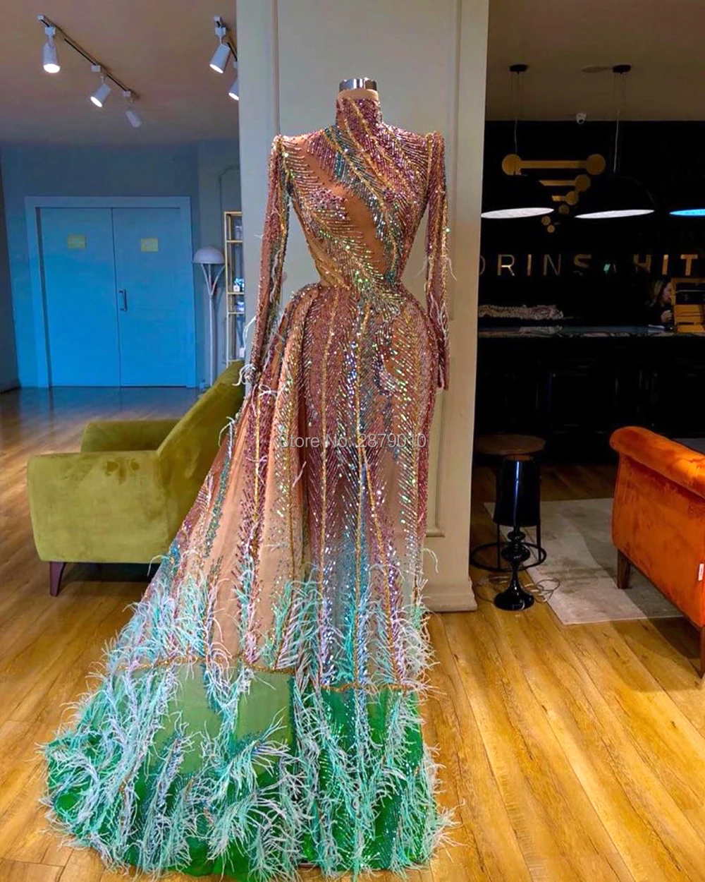 Haute Couture Glitter Mermaid Avondjurk Afneembare Rok Floor-Lengte Pailletten Feather Prom Dress Robe De Soiree Aibye Dubai Haute Couture Glitter Mermaid Avondjurk Afneembare Rok Floor-Lengte Pailletten Feather Prom Dress Robe De Soiree Aibye Dubai