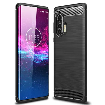 

30pcs/lot For Motorola Moto Rola Edge Plus Carbon Fiber Brushed Case For Motorola Moto Rola Edge Flexiable Stripe Rubber Cover