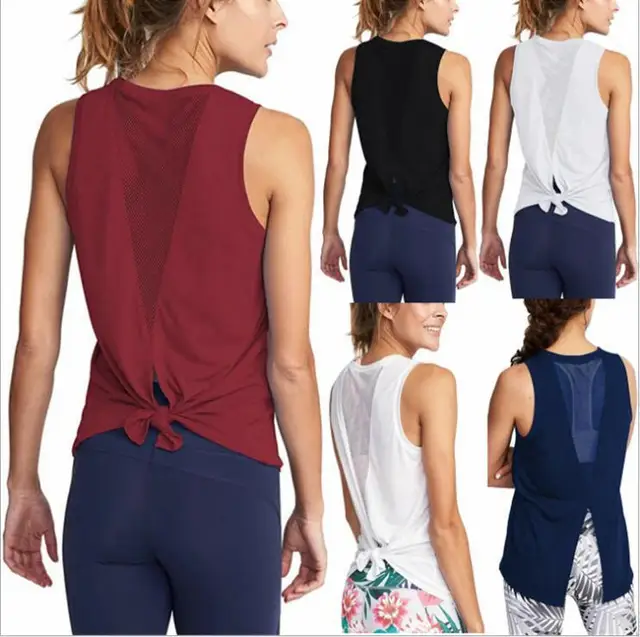 Women Yoga Shirts Tank Top Gym Sports Running Athletic Active Stretch Workout Vest Quick Drying Clothes