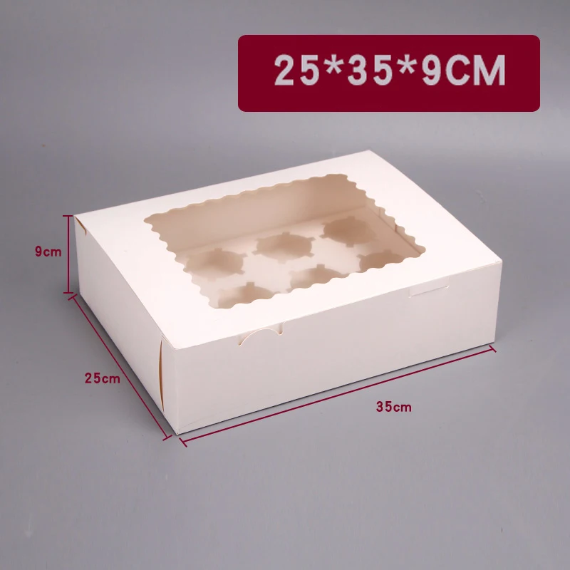 1 шт. коробка для кексов с окном белая коричневая крафт-бумага коробки для муссов и десертов коробка 12 стаканов держатели для тортов по индивидуальному заказу