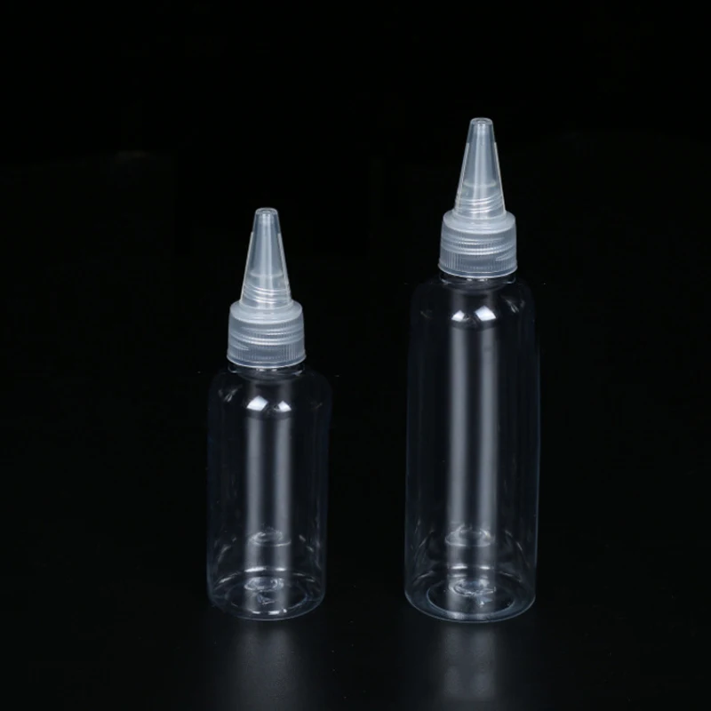 1/2 Stuks 20/30/50/100Ml Ml Transparante Plastic Scherpe Mond Fles Puntige Hals Fles Kleine Sub-Verpakte Aquarel Verf Knijpen