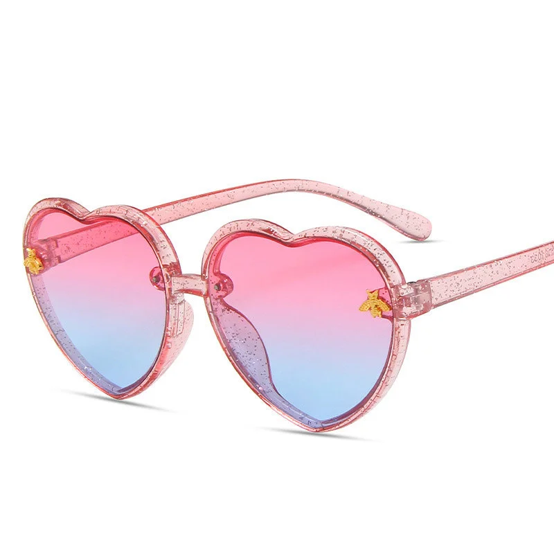 Fashion Brand Heart Kids Sunglasses Children Retro Cute Pink Cartoon Sun Glasses Frame Girls Boys Baby Sunglasses UV400_voghion.com