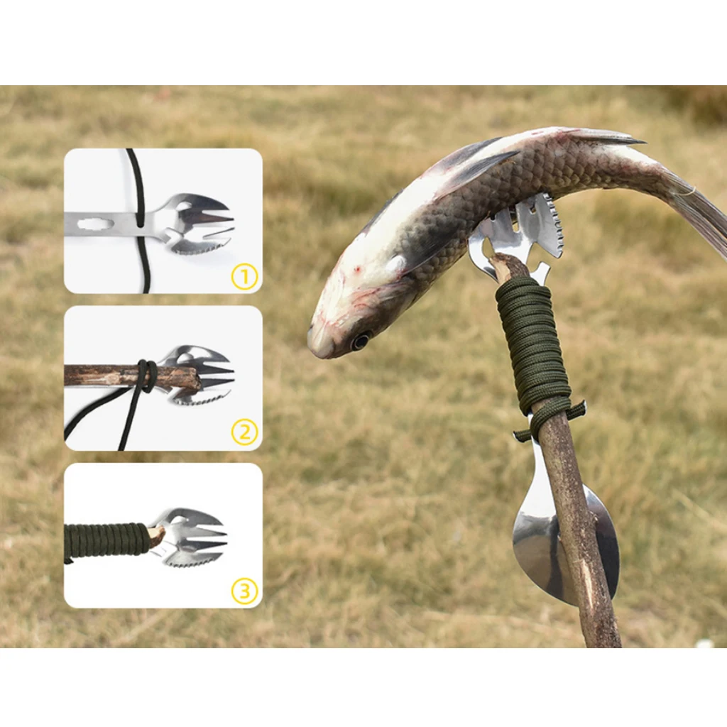 Tableware Spoon Multi Tool Can Opener Flatware Portable Bottle Cutlery Multitool Camp Utensil Fork Spork Stainless Steel Picnic