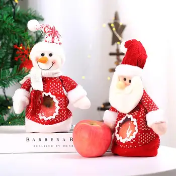 

1 Pc Christmas Adorable Candy Container Cartoon Cloth Presents Storage Container