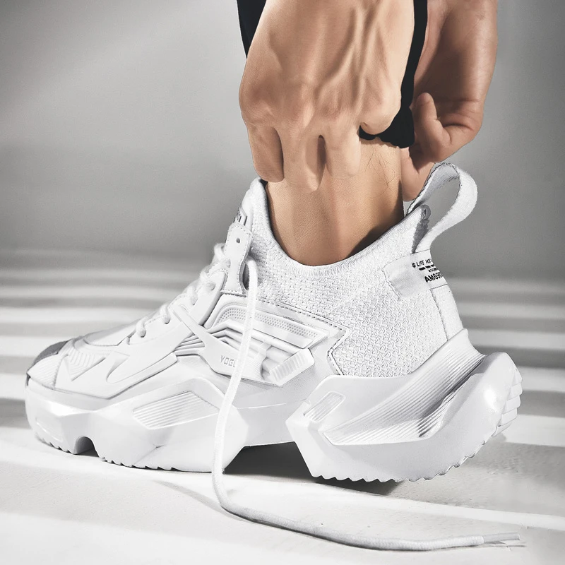 Новые мужские кроссовки Chaussure Homme на толстой подошве для бега фитнеса дышащая