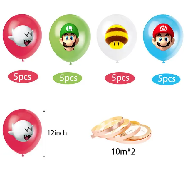 Super Red Green Luigied Bros Marioed Game Latex Foil Balloons Baby Shower Boy Kids Banner Happy Birthday Party Decoration Globos 6