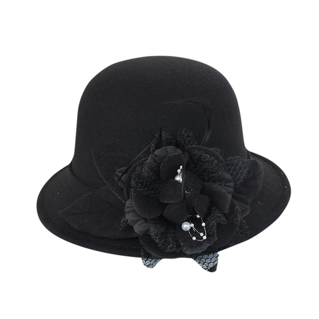 Элегантная женская шляпа во французском стиле на осень и зиму, Женская винтажная фетровая шляпа с бантом, Ретро стиль, повседневная Кепка с широкими полями#35