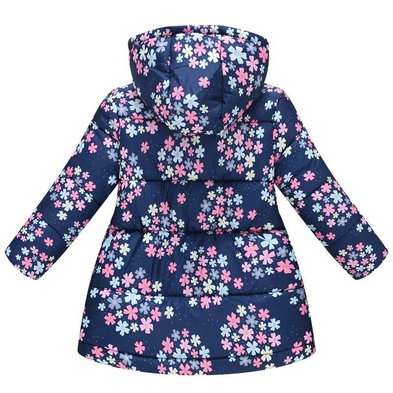 LOOZYKIT Girls Jacket Cotton Printed Jacket For Baby Girls Cold Winter Warm Girls Outcoat Hooded Kids Outerwear Children Clothes