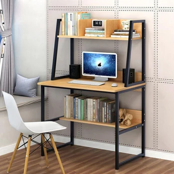 

RU SHIPPING Fashion Computer Desk Combination Steel Frame Tables Home Bedroom Desks with Bookshelf & Drawer Office Writing Desk