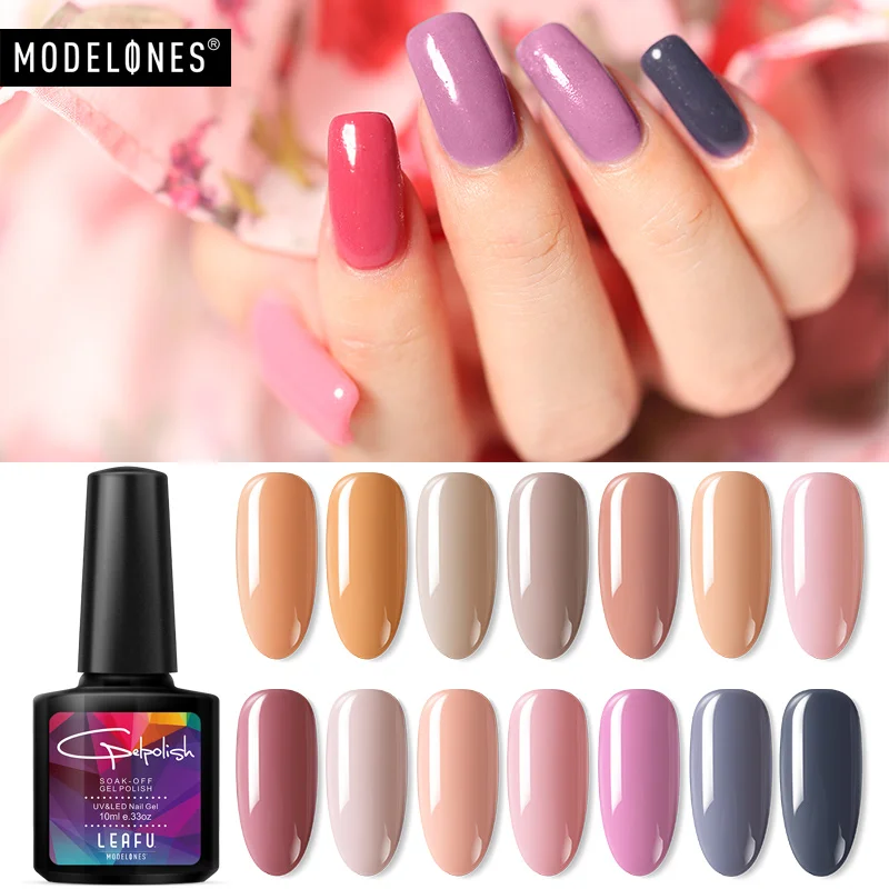 

Modelones Nude Color UV Nail Gel Lacquer Nail Art French Salon UV Gel Nail Polish Soak Off Semi Permanent Led Nail Paint Varnish