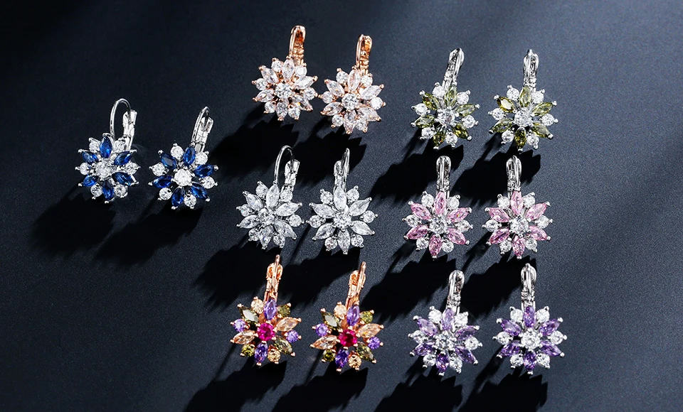 Rose Gold Earrings Flower Crystal Zirconia Jewelry 11 H203544ed80934da0ad5dc67d9f111291y