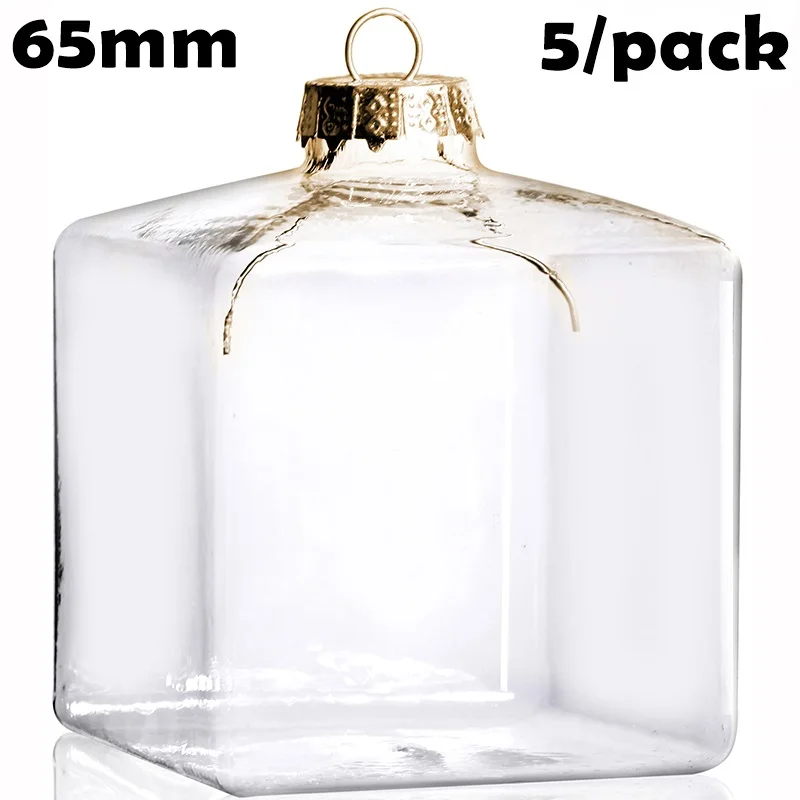 

5 Pieces x DIY Paintable Home Wedding Christmas Decoration Ornament 65mm Glass Square Cube