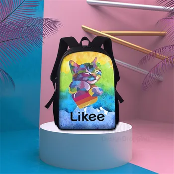 

THIKIN LIKEE School Backpack Women 3D Cat Printed Kids Schoolbags Zipper Likee Schoolbag 15Inch Bookbag Russia Type Back Pack