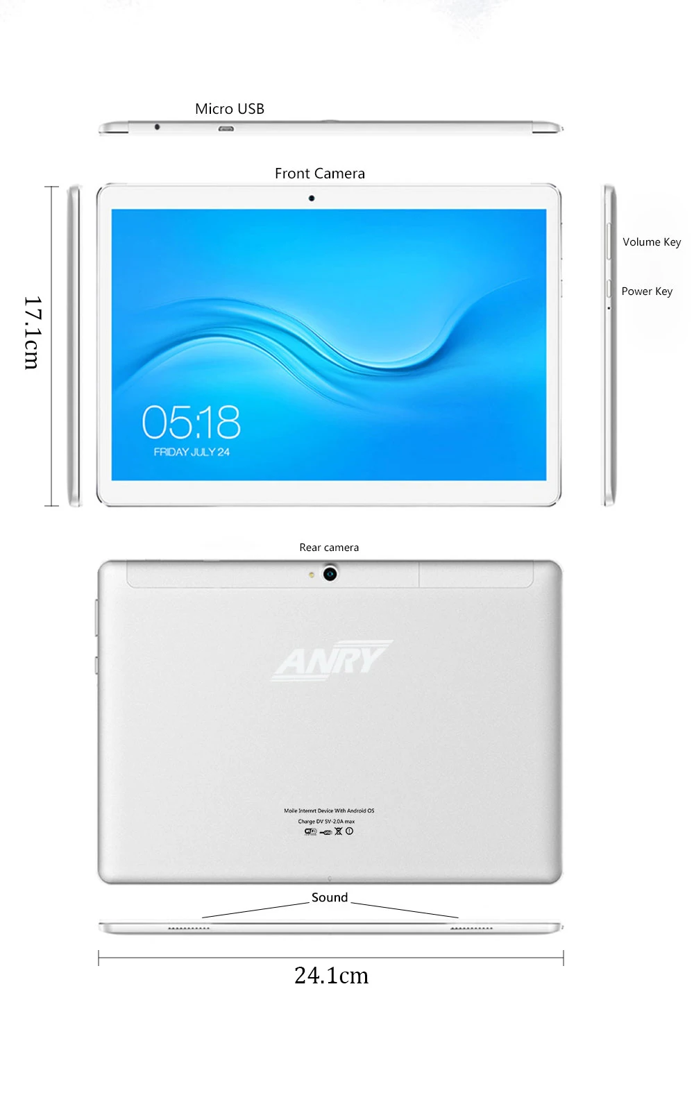 ANRY X20 10.1 Inch Tablet Pc Deca Core RAM 4GB ROM 64GB 1920*1200 IPS 4G Lte Phone Call Tab Wifi GPS Bluetooth Android Tablet