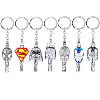 

Avengers Keychains Iron Man Captain America Spiderman Hulk Spiderman Darth Vader Batman Whistle Keyrings Pendant Figure Toy Doll