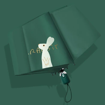 

Lovely Animal Pattern Strong Wind Resistant Folding Automatic Umbrella Rabbit Umbrella Rain Women Female Folding Sunny Parasol