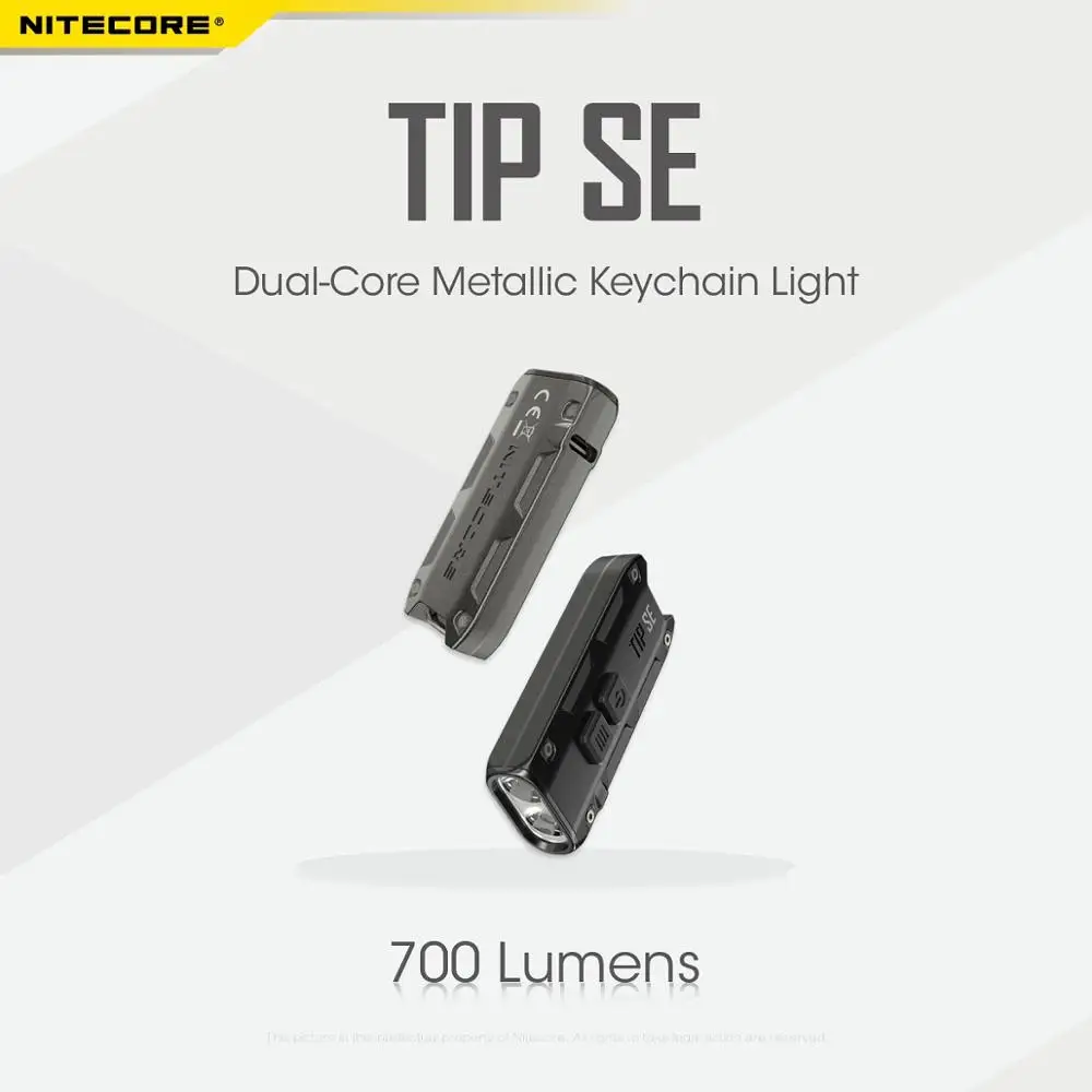 LED Flashlight Original Nitecore TIP SE 700 lumens With Rechargeable Lithium Ion Battery Dual-Core Metal Keychain Light