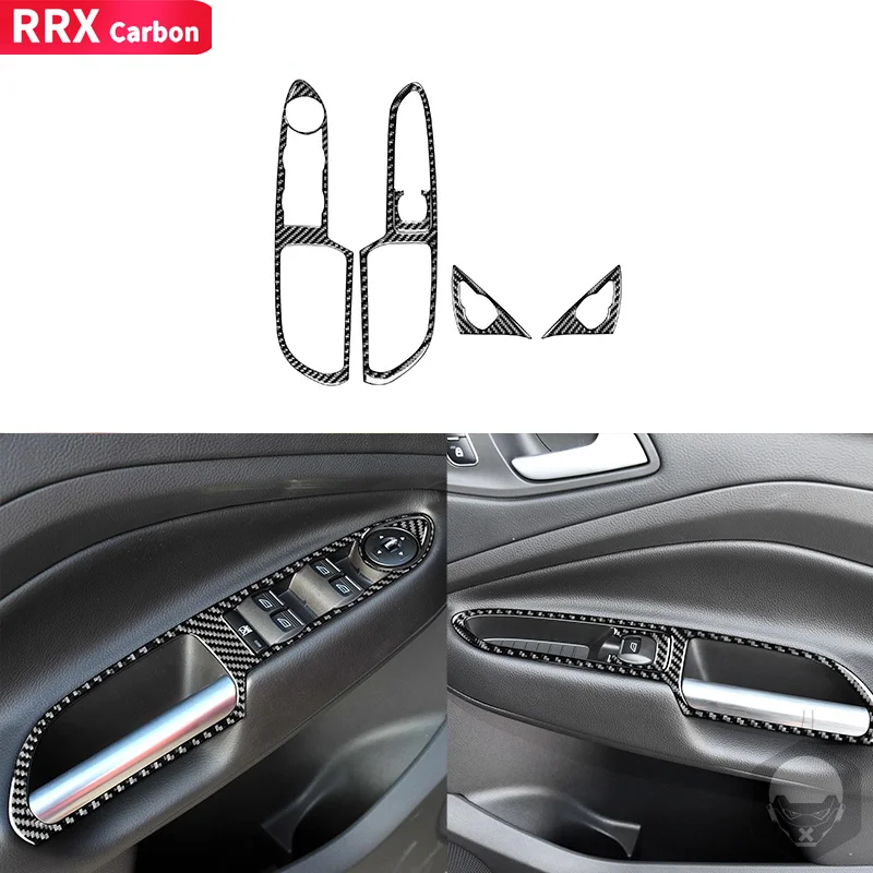 For Ford Escape/Kuga 2013 2014 2015 2016 Real Carbon Fiber Car Door Handle Window Lifter Switch