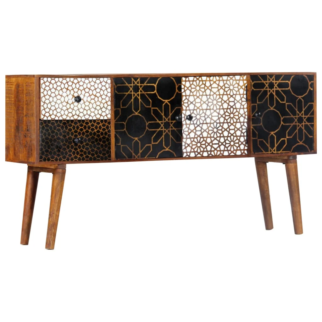 

vidaXL Aparador con estampado madera maciza de mango 130x30x70 cm