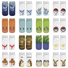 Kawaii Pokemon Go/хлопковые носки унисекс для мальчиков и девочек Забавные женские милые носки из полиэстера мужские короткие носки с принтом японского мультфильма